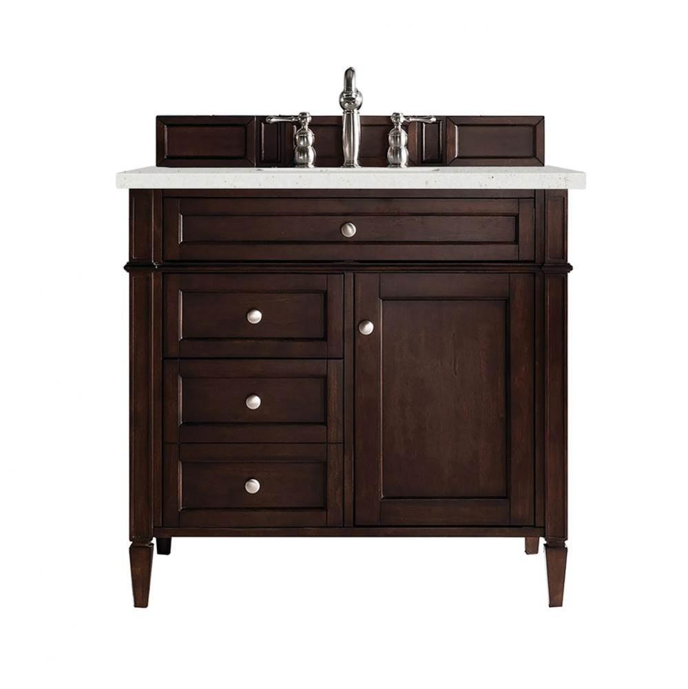 Brittany 36&apos;&apos; Single Vanity, Burnished Mahogany w/ 3 CM Lime Delight Quartz Top