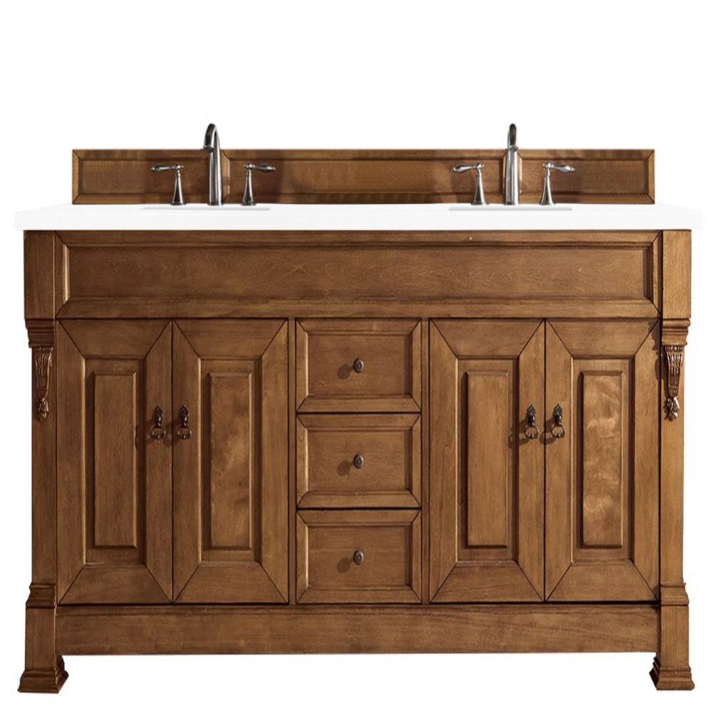 Brookfield 72&apos;&apos; Double Vanity, Country Oak w/ 3 CM White Zeus Quartz Top