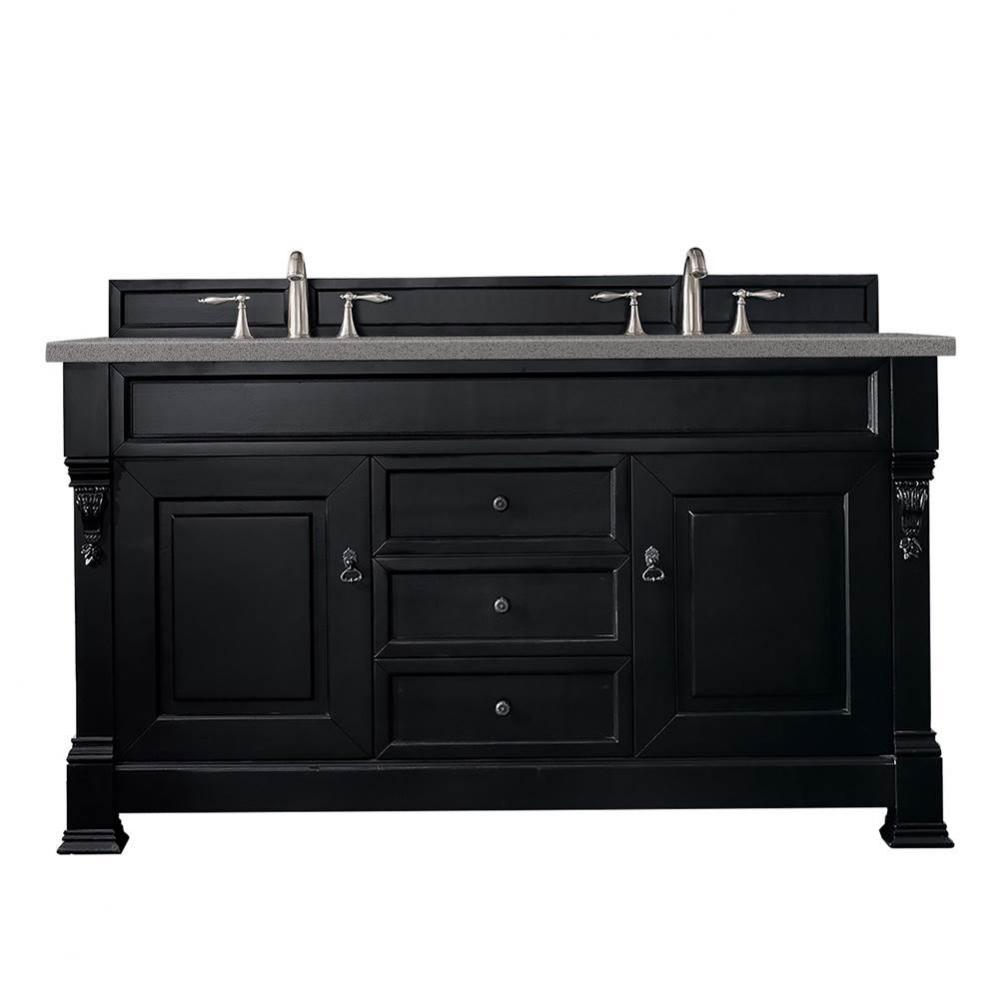 Brookfield 60&apos;&apos; Double Vanity, Antique Black w/ 3 CM Grey Expo Quartz Top