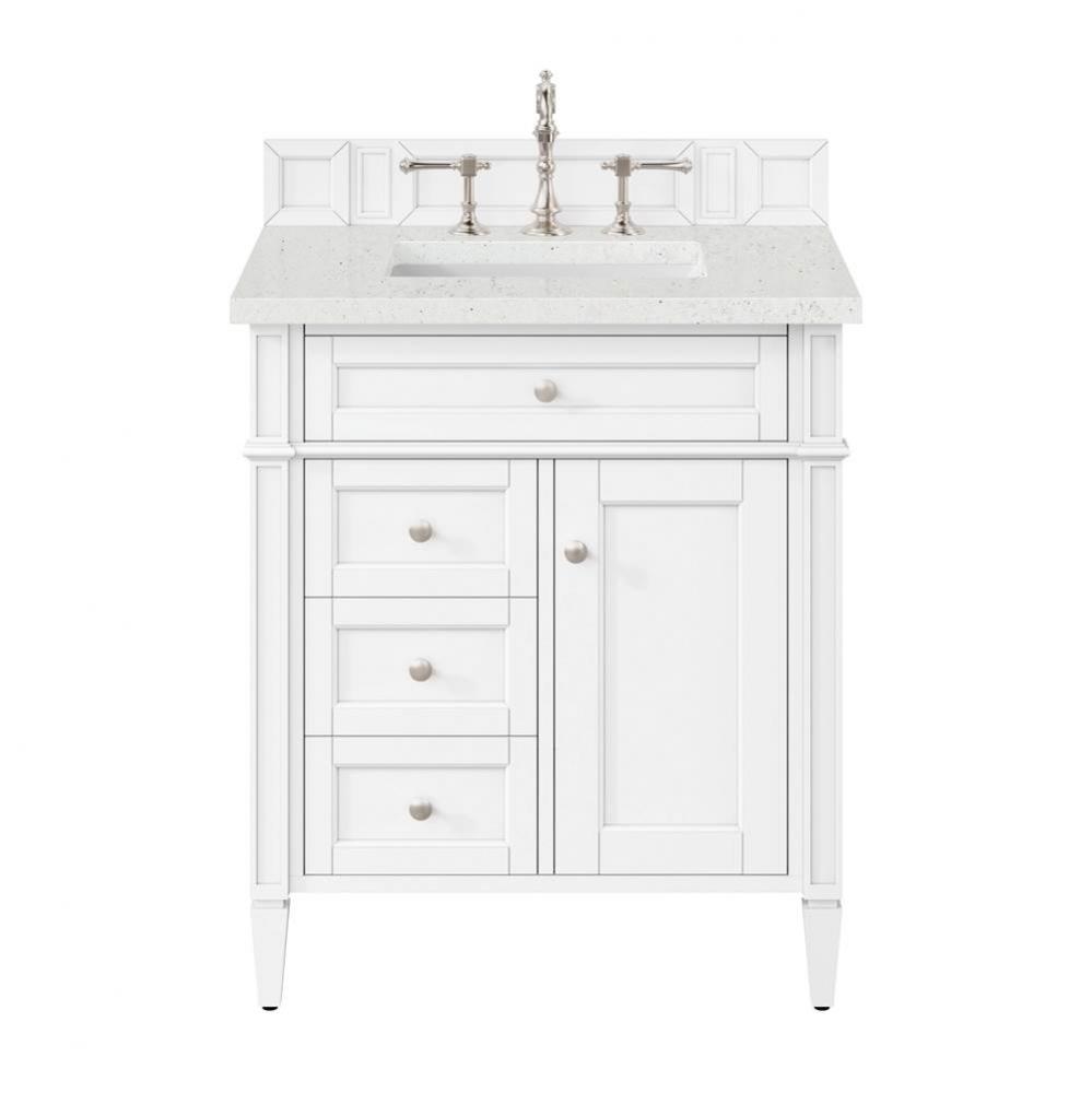 Brittany 30&apos;&apos; Single Vanity, Bright White, w/ 3 CM Lime Delight Quartz Top