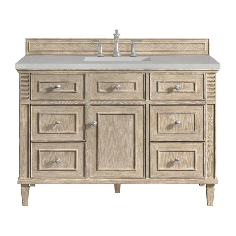 Lorelai 48&apos;&apos; Single Vanity, Whitewashed Oak w/ 3 CM Eternal Serena Quartz Top