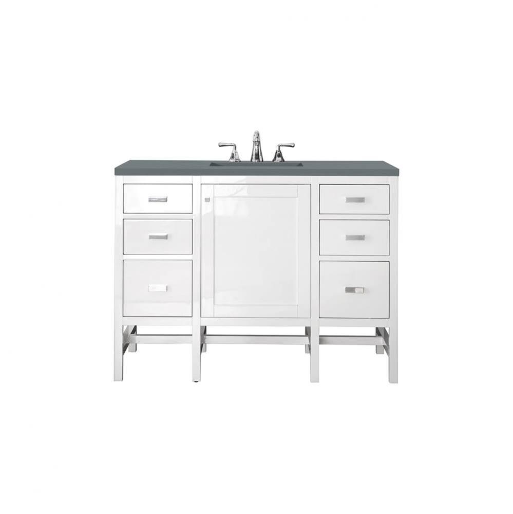 Addison 48&apos;&apos; Single Vanity, Glossy White w/ 3 CM Cala Blue Top