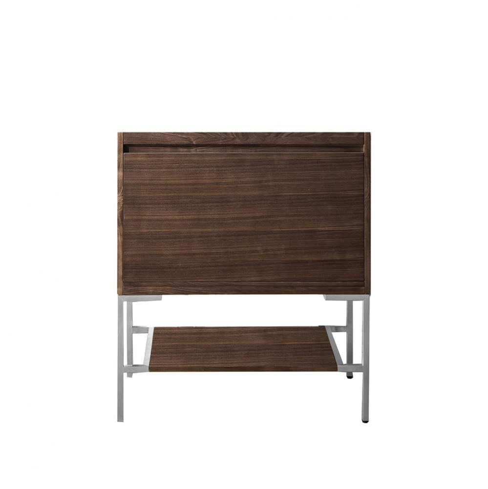 Mantova 31.5&apos;&apos; Single Vanity Cabinet, Mid-Century Walnut, Brushed Nickel Base