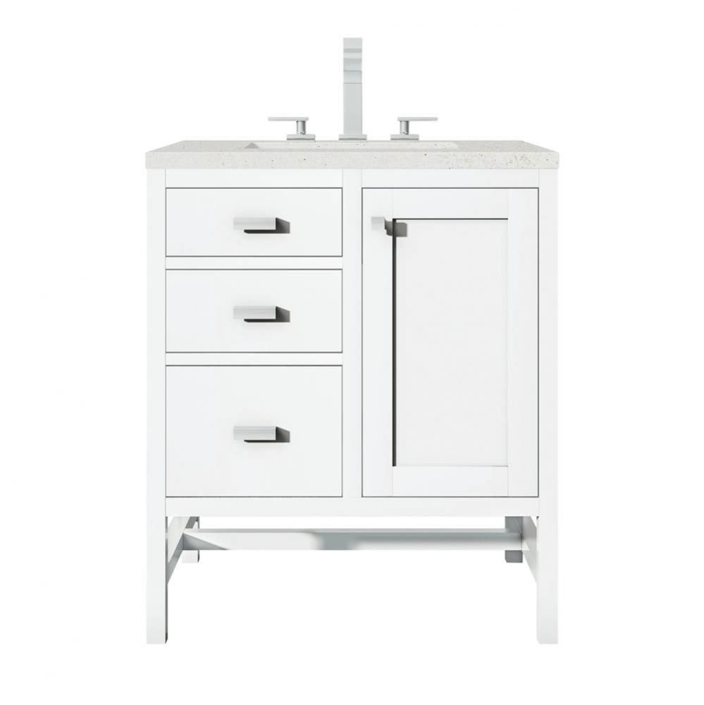 Addison 30&apos;&apos; Single Vanity, Glossy White w/ 3 CM Lime Delight Quartz Top