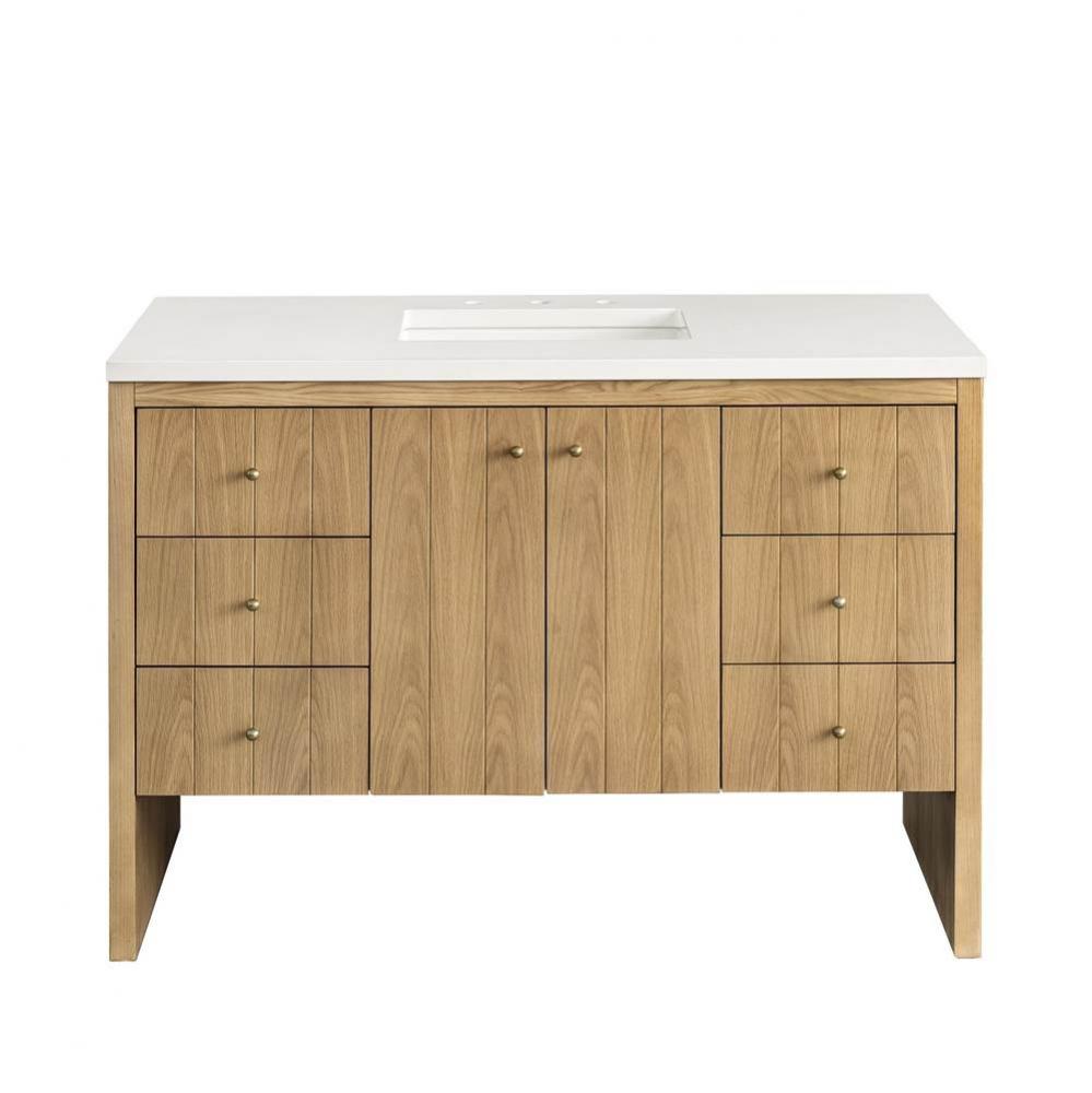 Hudson 48&apos;&apos; Single Vanity, Light Natural Oak w/ 3 CM White Zeus Top