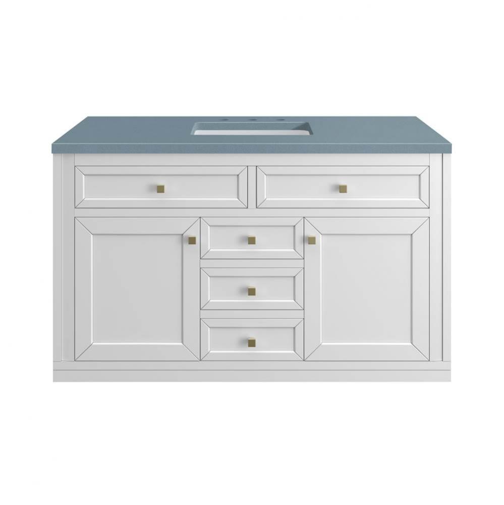 Chicago 48&apos;&apos; Single Vanity, Glossy White w/ 3 CM Cala Blue Top