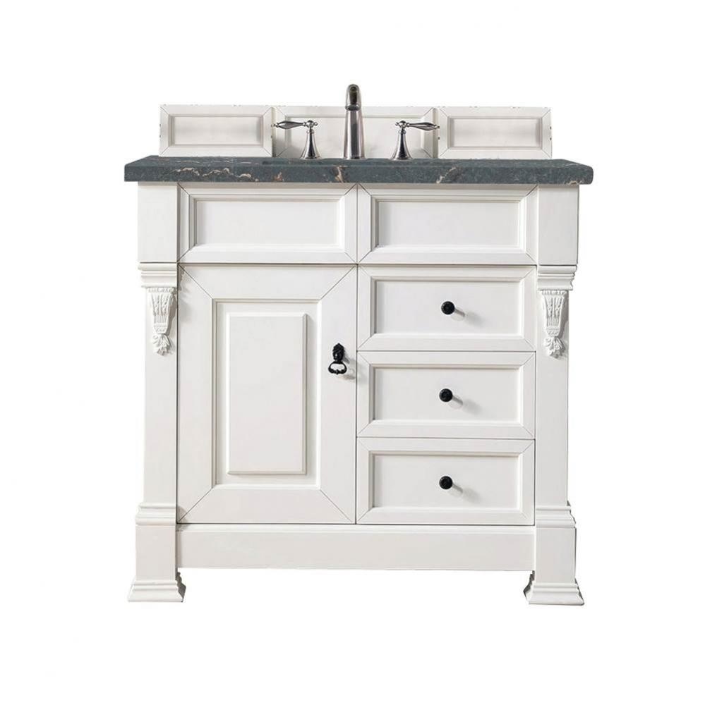 Brookfield 36&apos;&apos; Single Vanity, Bright White w/ 3 CM Parisien Bleu Quartz Top