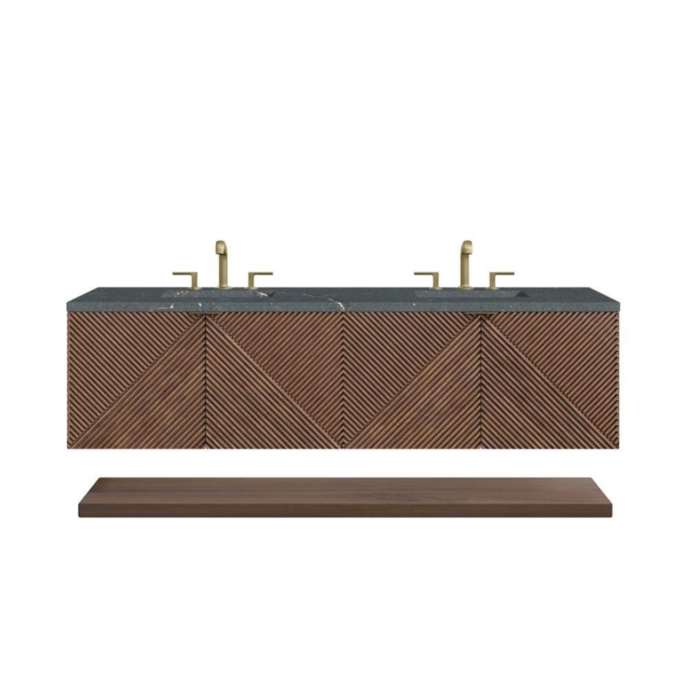 Marcello 72&apos;&apos; Double Vanity, Chestnut w/ 3 CM Parisien Bleu Top