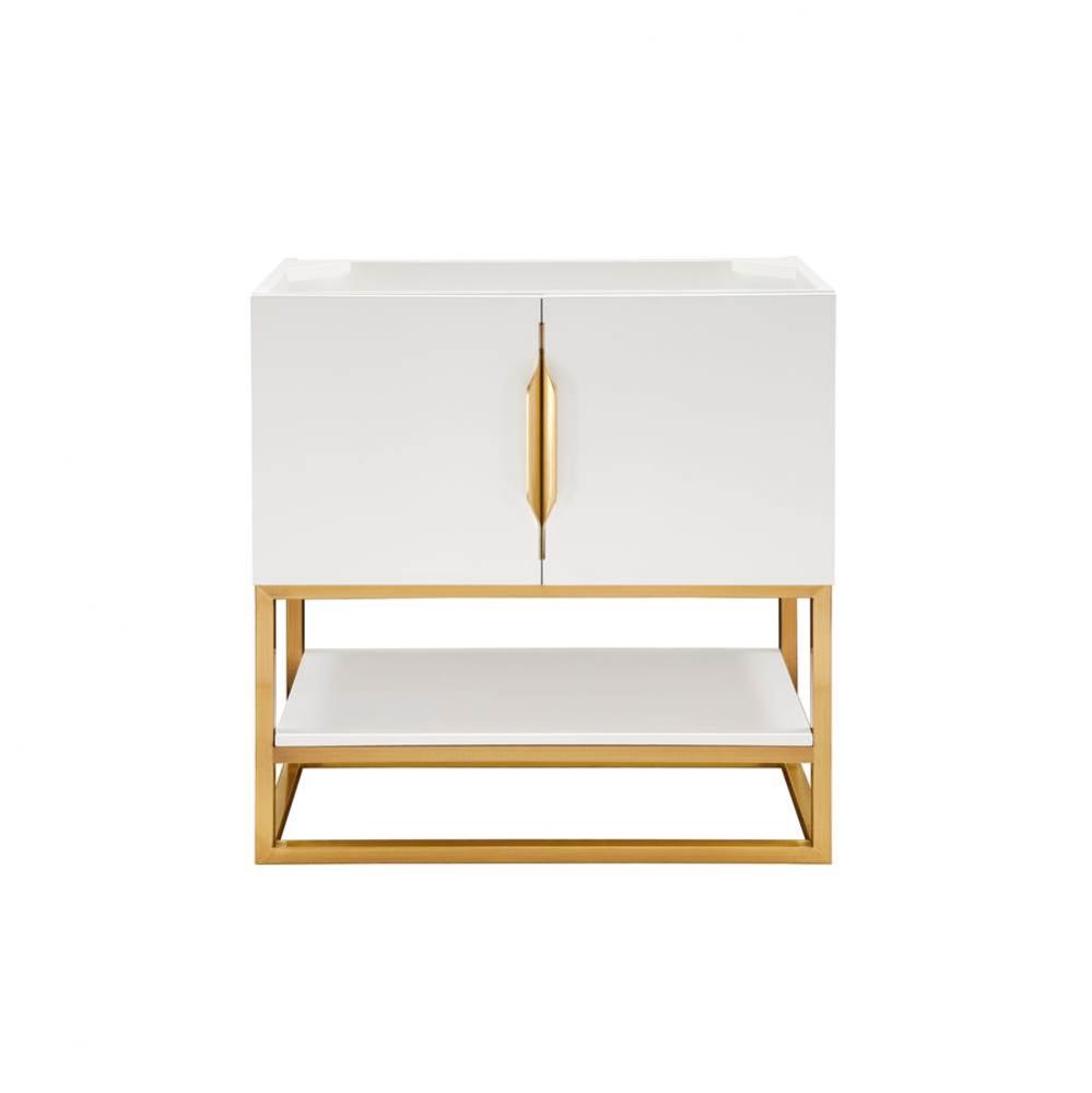 Columbia 31.5&apos;&apos; Single Vanity Cabinet, Glossy White, Radiant Gold