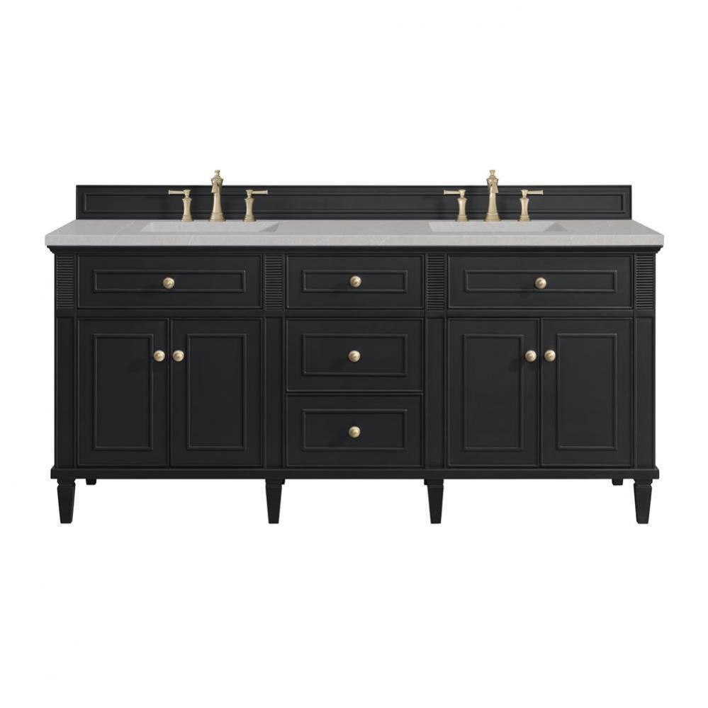 Lorelai 72&apos;&apos; Double Vanity, Black Onyx w/ 3 CM Eternal Serena Quartz Top