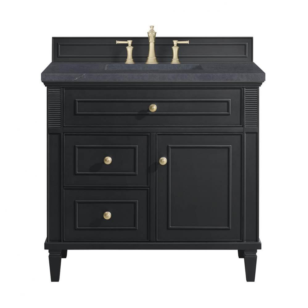 Lorelai 36&apos;&apos; Single Vanity, Black Onyx w/ 3 CM Charcoal Soapstone Quartz Top