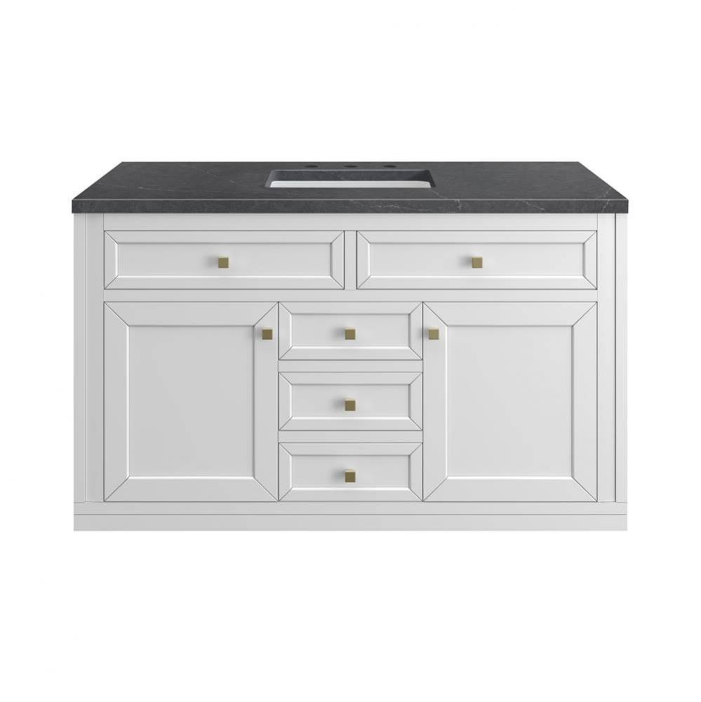 Chicago 48&apos;&apos; Single Vanity, Glossy White w/ 3 CM Charcoal Soapstone Top