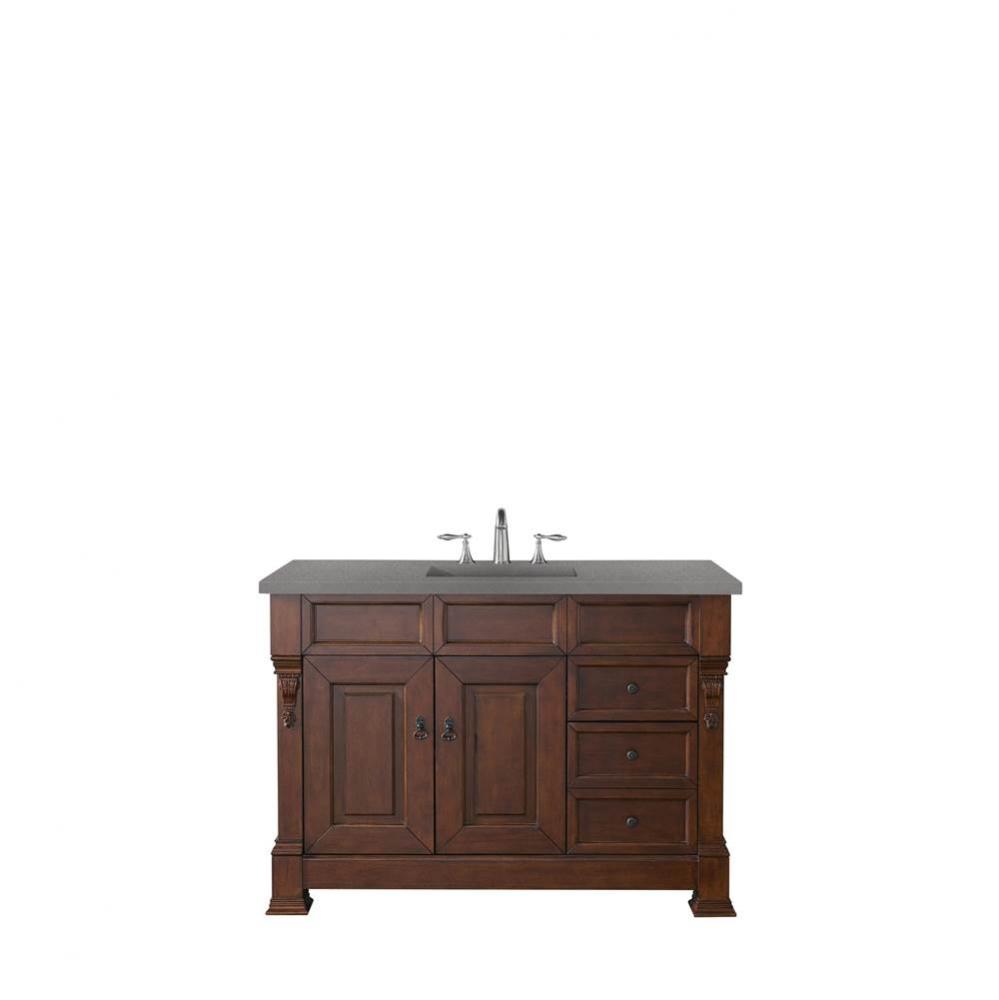 Brookfield 48&apos;&apos; Single Vanity, Warm Cherry w/ 3 CM Grey Expo Quartz Top