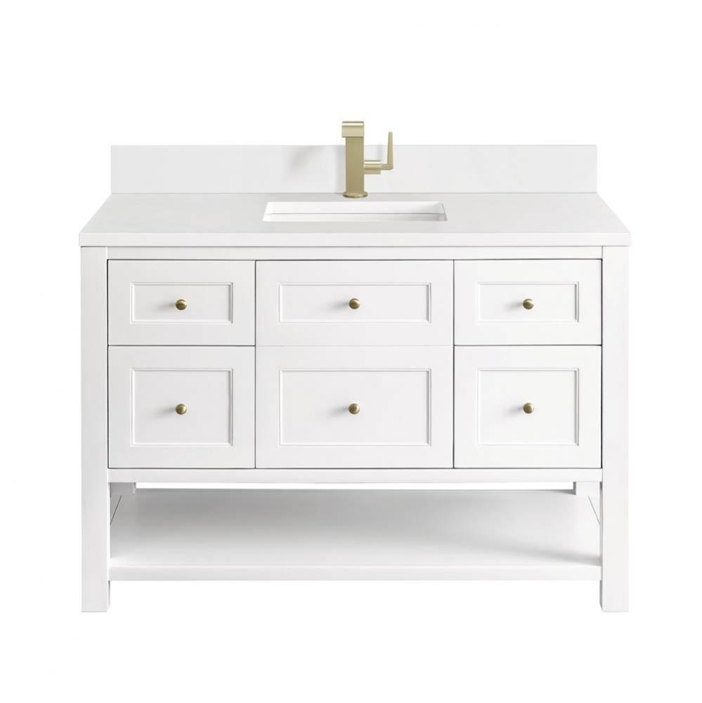 Breckenridge 48&apos;&apos; Single Vanity, Bright White w/ Single Hole 3 CM White Zeus Top &amp; B