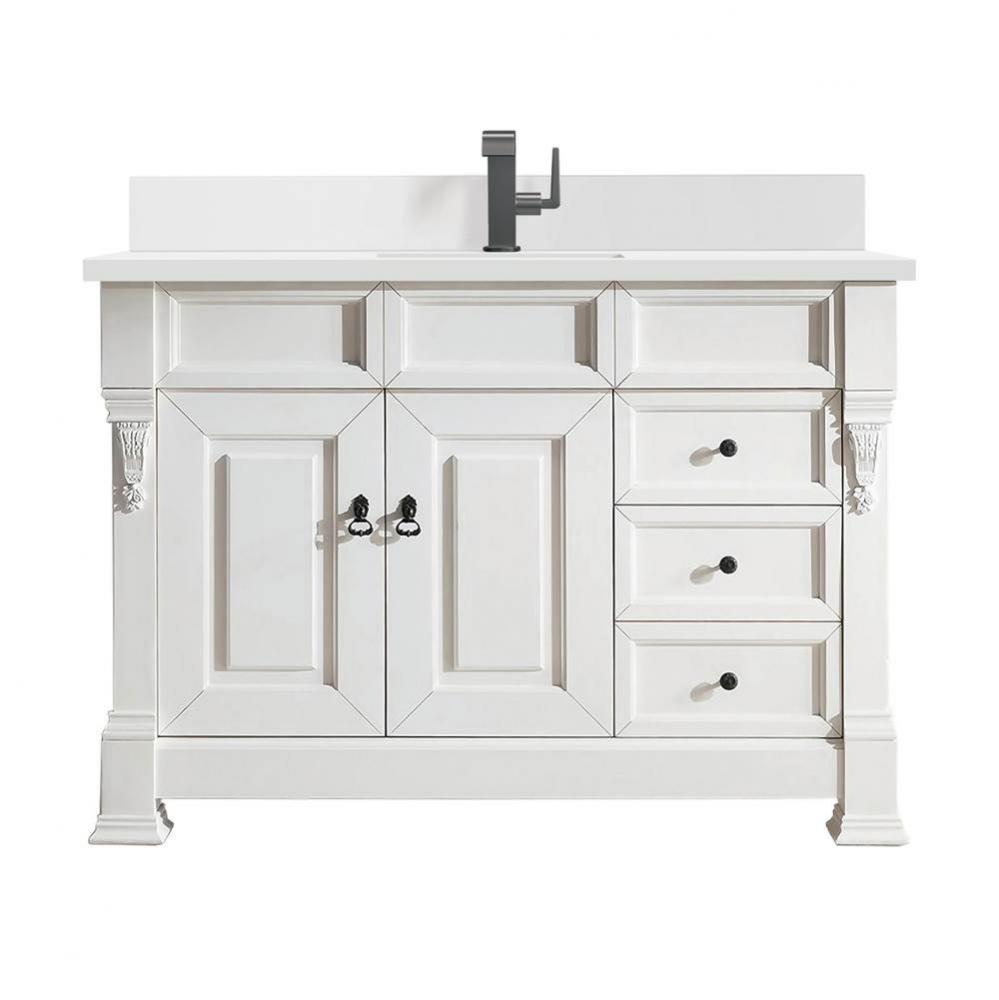 Brookfield 48&apos;&apos; Single Vanity, Bright White w/ Single Hole 3 CM White Zeus Quartz Top &a