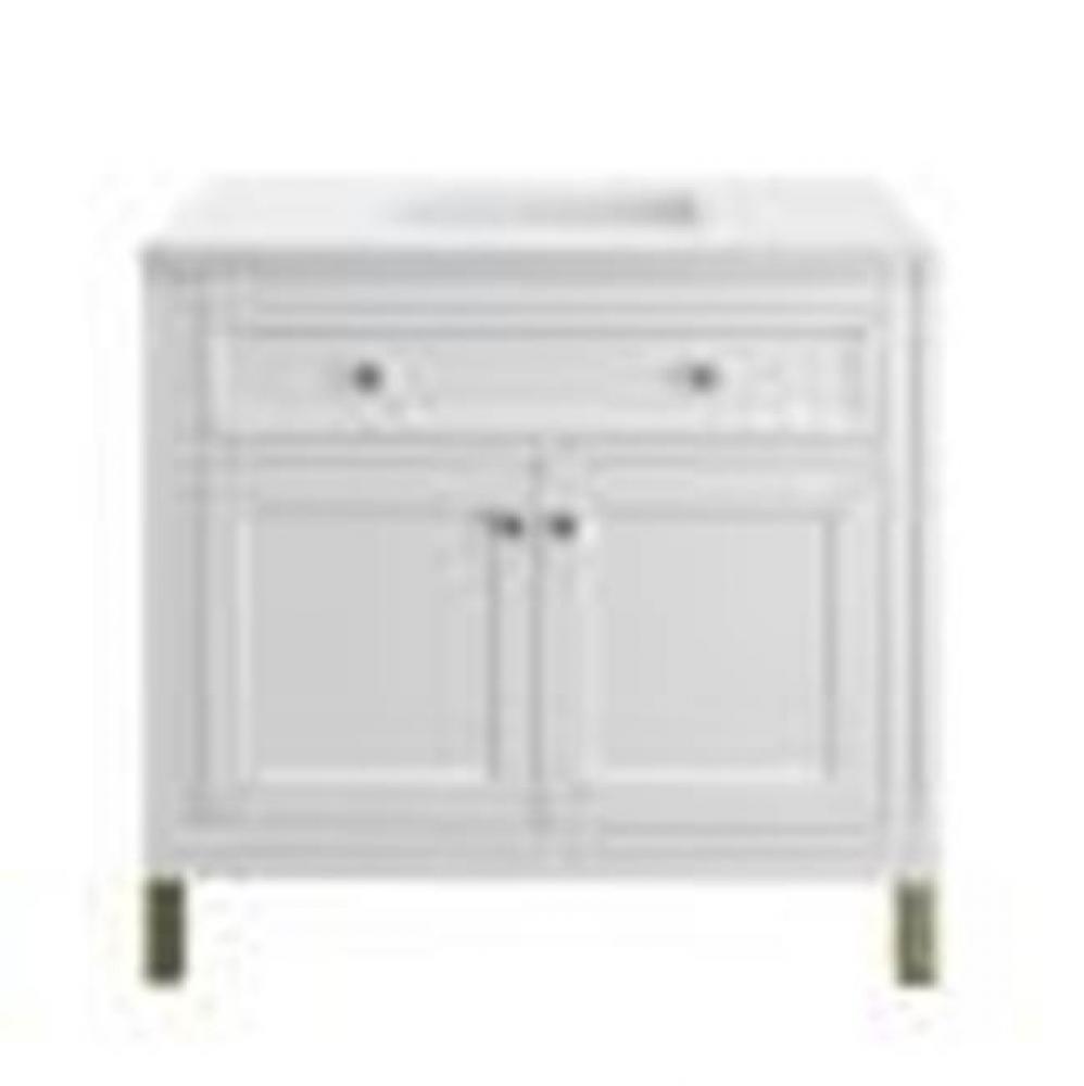 Chicago 36&apos;&apos; Single Vanity, Glossy White w/ 3 CM White Zeus Top