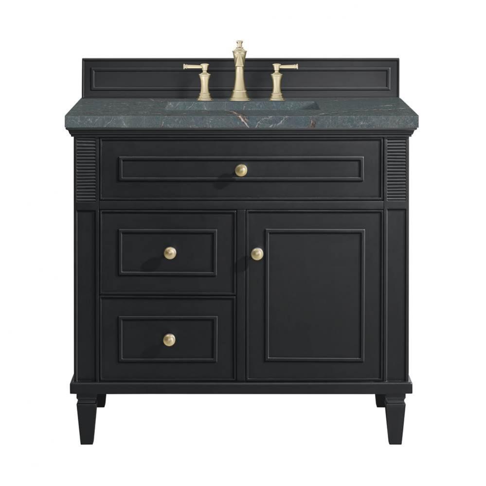 Lorelai 36&apos;&apos; Single Vanity, Black Onyx w/ 3 CM Parisien Blue Quartz Top