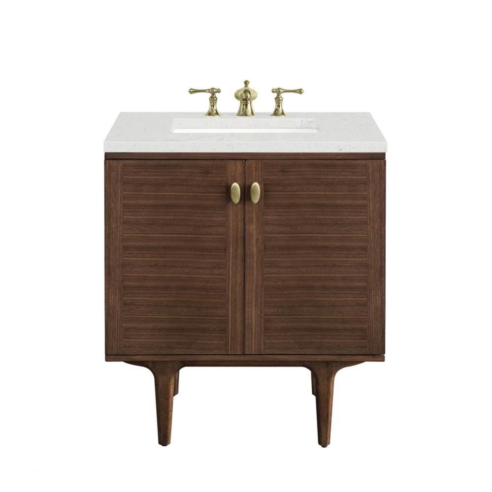 Amberly 30&apos;&apos; Single Vanity, Mid-Century Walnut w/ 3 CM Lime Delight Top