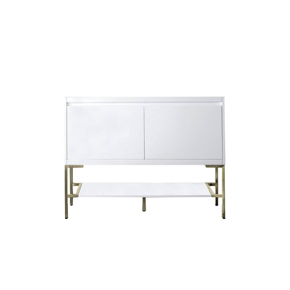 Mantova 47.3&apos;&apos; Single Vanity Cabinet, Glossy White, Champagne Brass Base