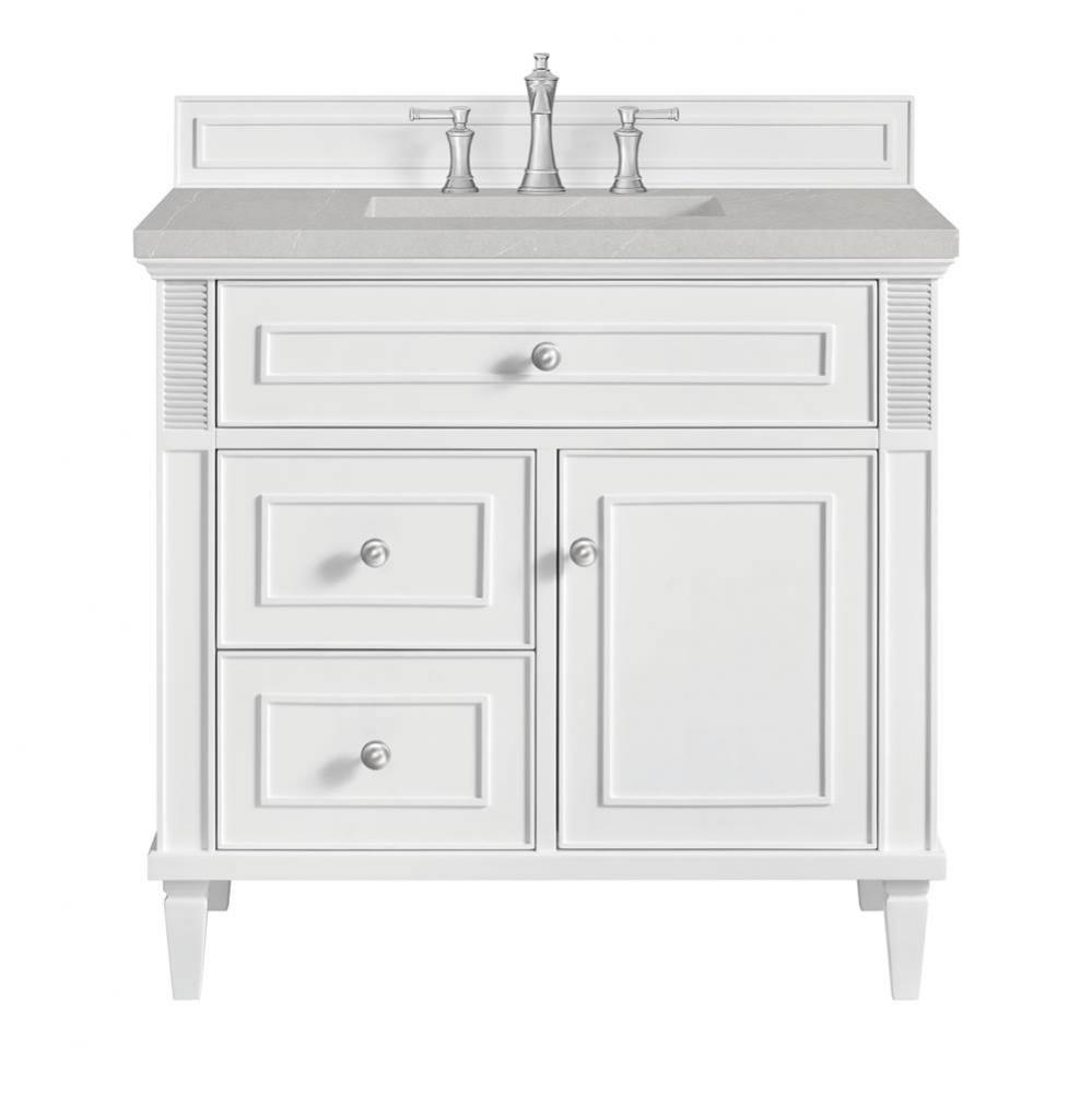 Lorelai 36&apos;&apos; Single Vanity, Bright White w/ 3 CM Eternal Serena Quartz Top