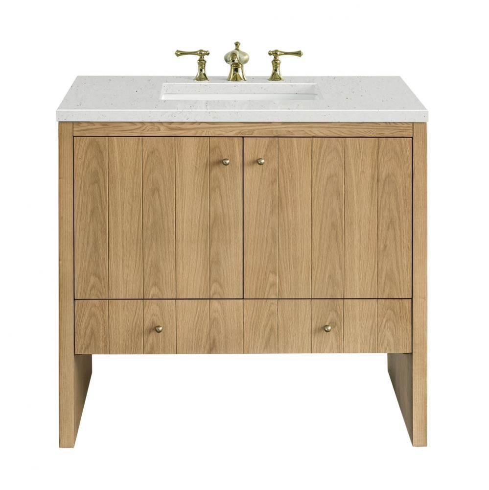 Hudson 36&apos;&apos; Single Vanity, Light Natural Oak w/ 3 CM Lime Delight Top