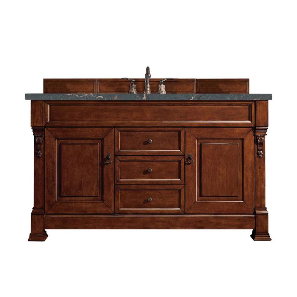 Brookfield 60&apos;&apos; Single Vanity, Warm Cherry w/ 3 CM Parisien Bleu Quartz Top