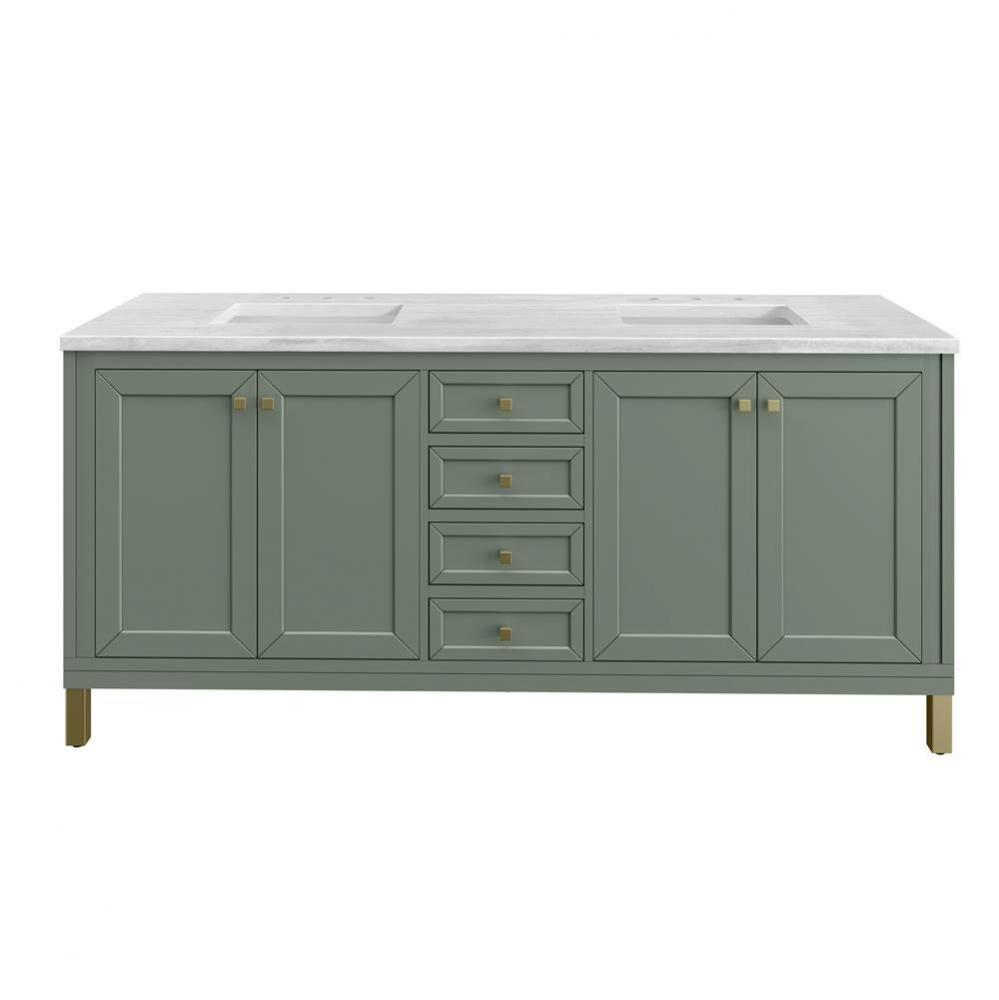 Chicago 72&apos;&apos; Double Vanity, Smokey Celadon w/ 3 CM Arctic Fall Top