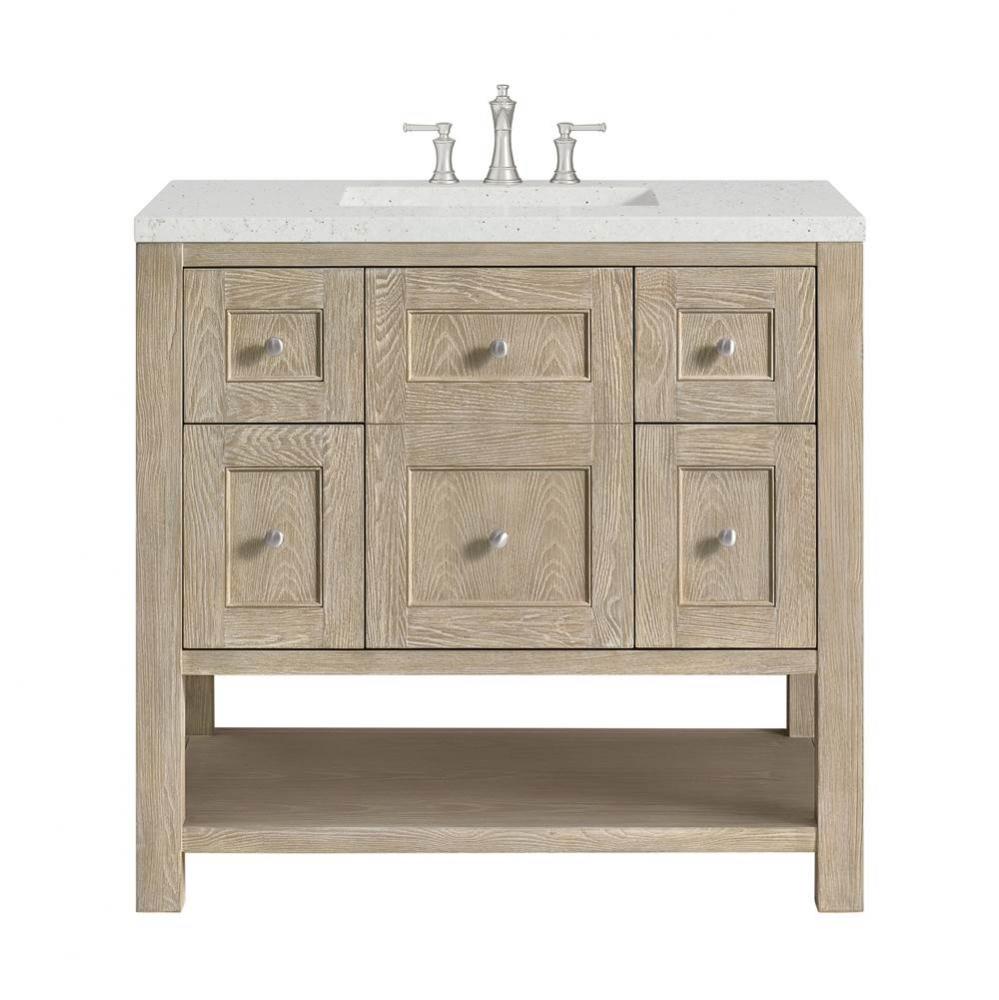 Breckenridge 36&apos;&apos; Single Vanity, Whitewashed Oak w/ 3 CM Lime Delight Quartz Top