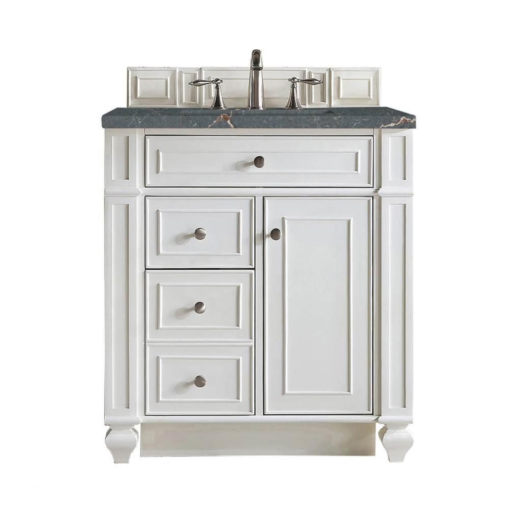 Bristol 30&apos;&apos; Single Vanity, Bright White w/ 3 CM Parisien Bleu Quartz Top