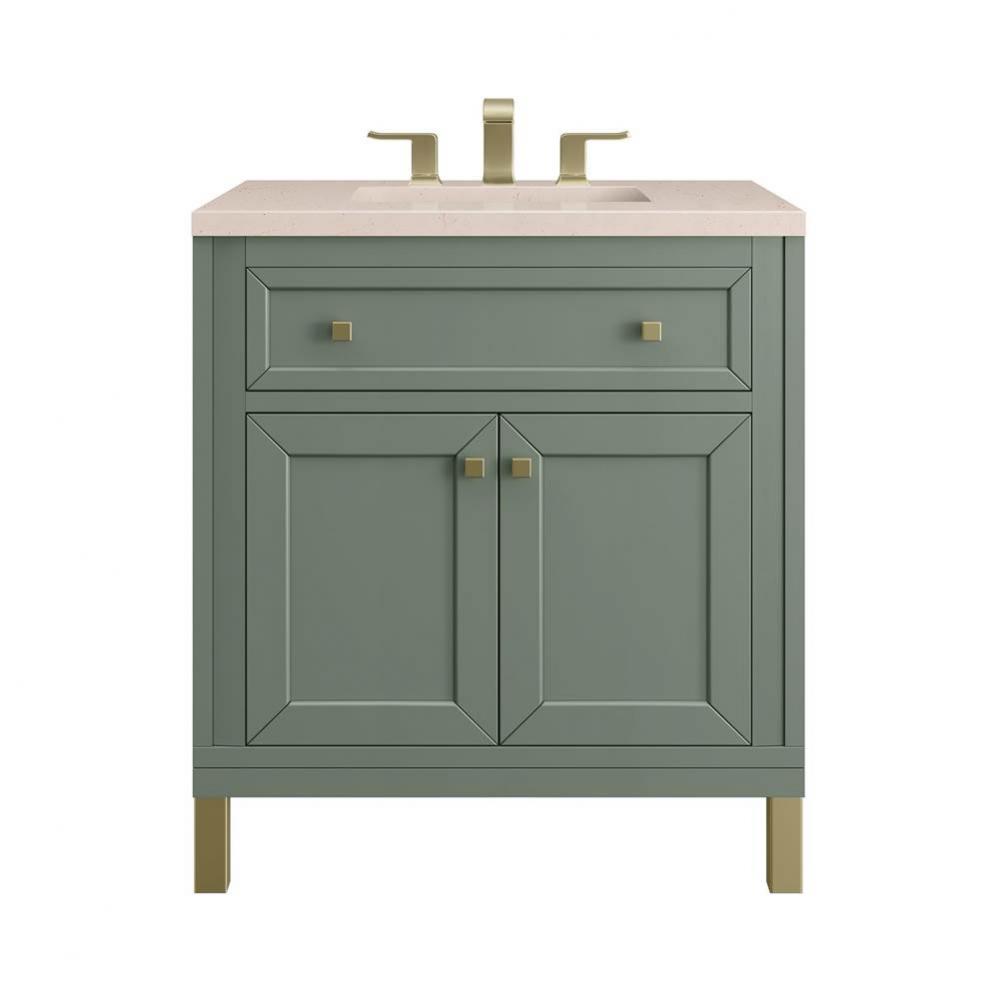 Chicago 30&apos;&apos; Single Vanity, Smokey Celadon w/ 3 CM Eternal Marfil Top