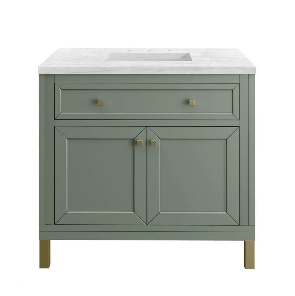 Chicago 36&apos;&apos; Single Vanity, Smokey Celadon w/ 3 CM Arctic Fall Top