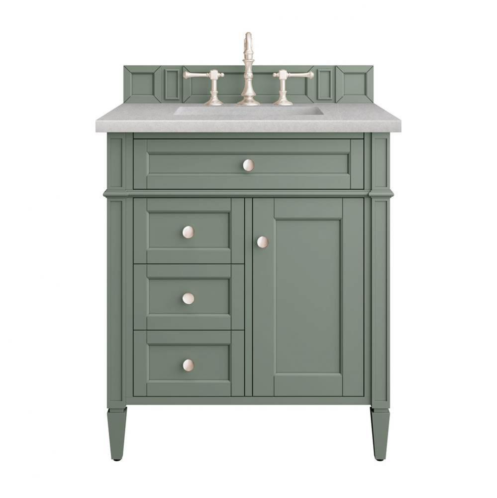 Brittany 30&apos;&apos; Single Vanity, Smokey Celadon w/ 3 CM Eternal Serena Top