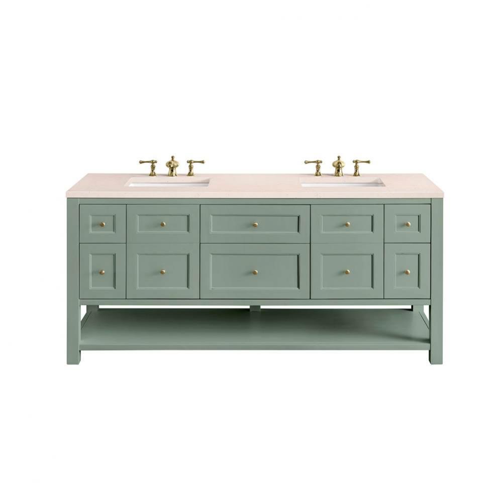 Breckenridge 72&apos;&apos; Double Vanity, Smokey Celadon w/ 3 CM Eternal Marfil Top