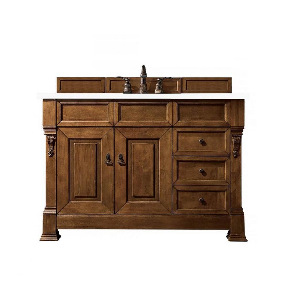 Brookfield 48&apos;&apos; Single Vanity, Country Oak w/ 3 CM White Zeus Quartz Top