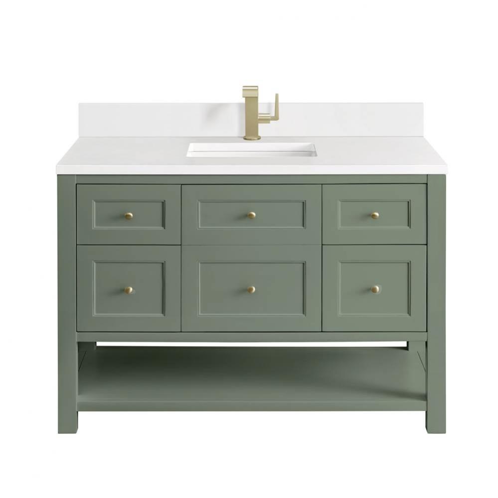 Breckenridge 48&apos;&apos; Single Vanity, Smokey Celadon w/ Single Hole 3 CM White Zeus Top &amp;