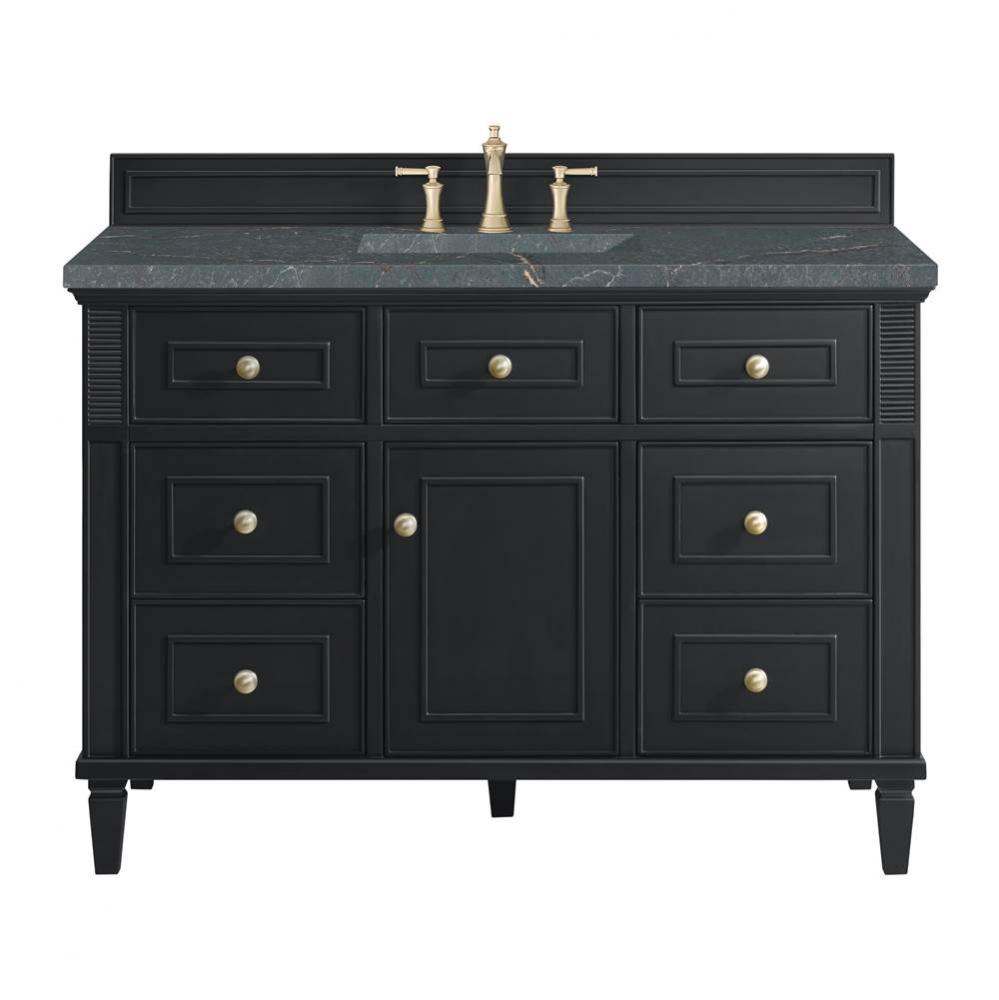 Lorelai 48&apos;&apos; Single Vanity, Black Onyx w/ 3 CM Parisien Blue Quartz Top