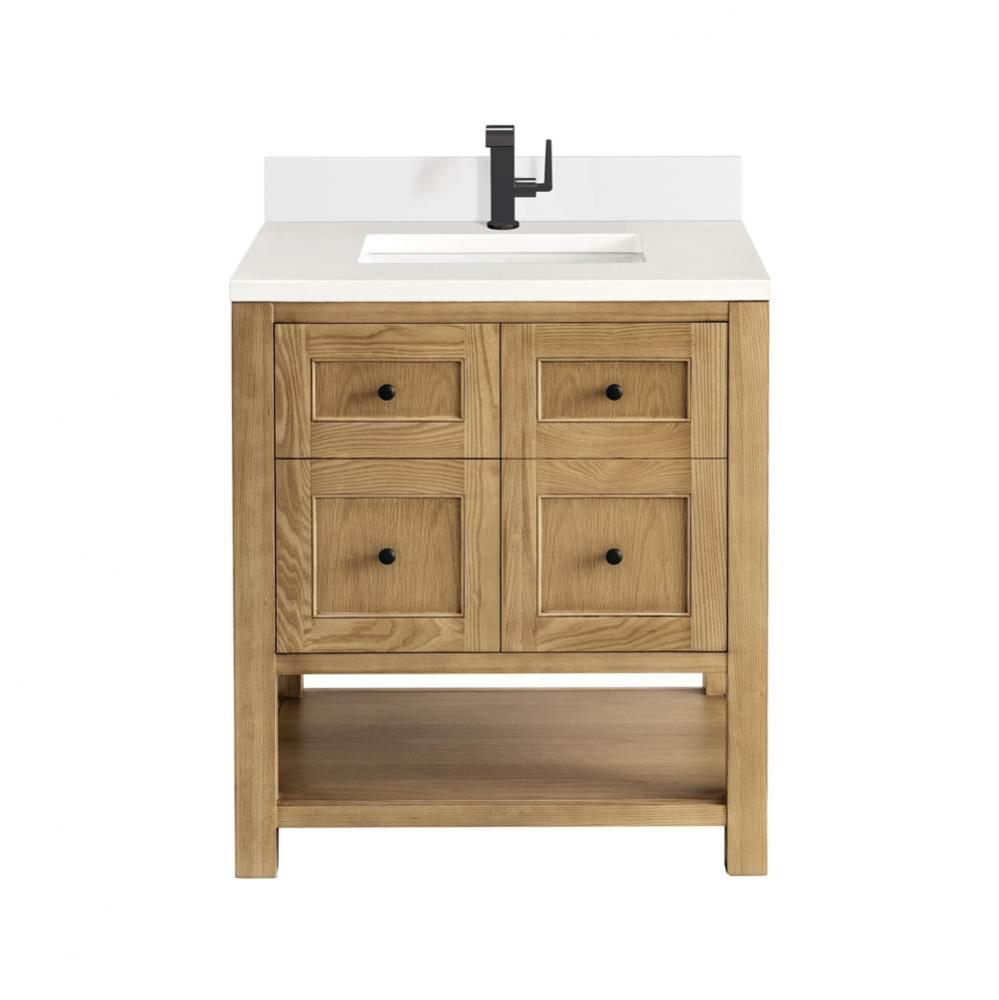 Breckenridge 30&apos;&apos; Single Vanity, Light Natural Oak w/ Single Hole 3 CM White Zeus Top &a