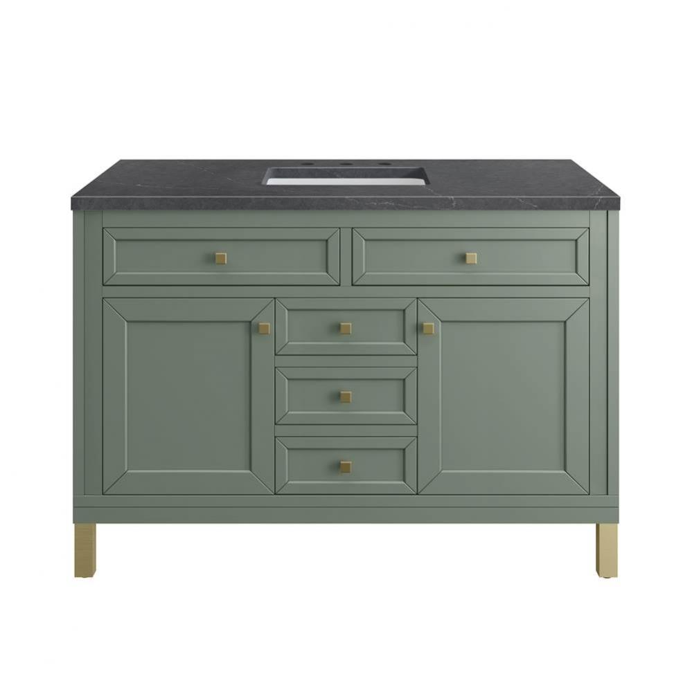 Chicago 48&apos;&apos; Single Vanity, Smokey Celadon w/ 3 CM Charcoal Soapstone Top