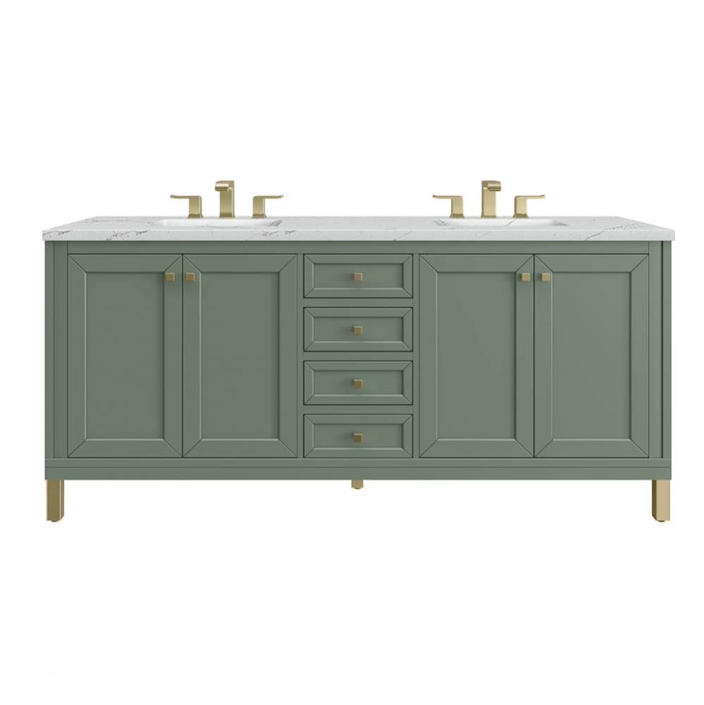 Chicago 72&apos;&apos; Double Vanity, Smokey Celadon w/ 3 CM Ethereal Noctis Top