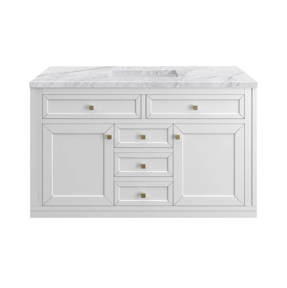 Chicago 48&apos;&apos; Single Vanity, Glossy White w/ 3 CM Carrara Marble Top