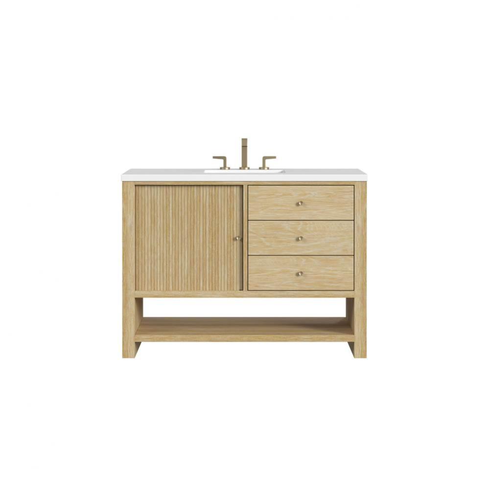 Marigot Single 48&apos;&apos; Single Vanity, Sunwashed Oak w/ 3 CM White Zeus Quartz Top