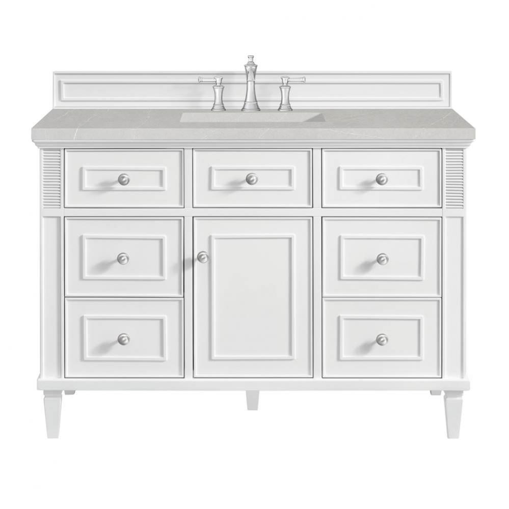 Lorelai 48&apos;&apos; Single Vanity, Bright White w/ 3 CM Eternal Serena Quartz Top