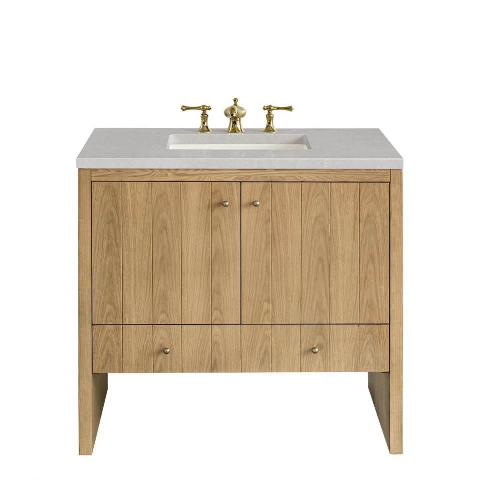 Hudson 36&apos;&apos; Single Vanity, Light Natural Oak w/ 3 CM Eternal Serena Top