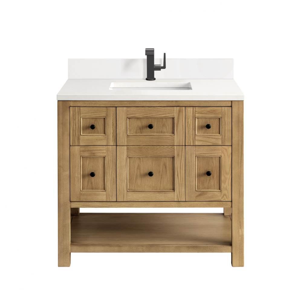 Breckenridge 36&apos;&apos; Single Vanity, Light Natural Oak w/ Single Hole 3 CM White Zeus Top &a