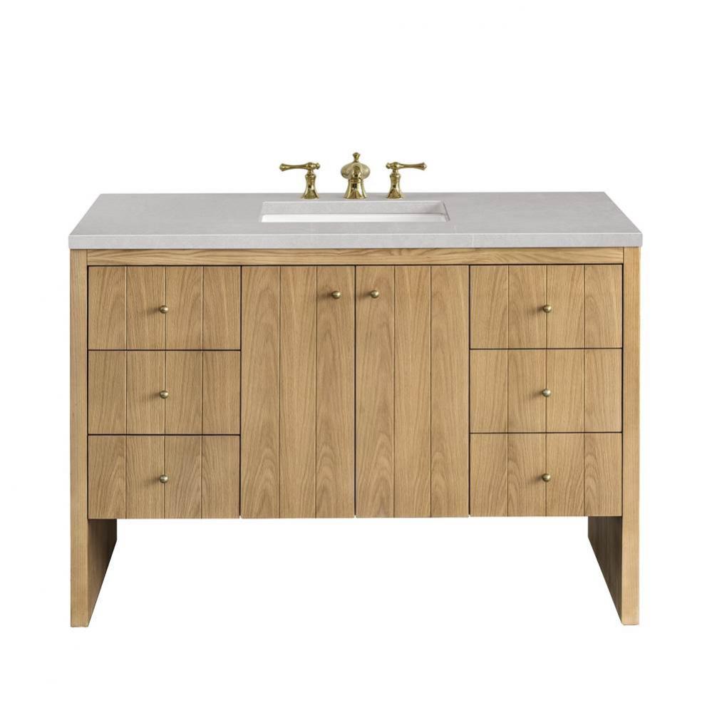 Hudson 48&apos;&apos; Single Vanity, Light Natural Oak w/ 3 CM Eternal Serena Top