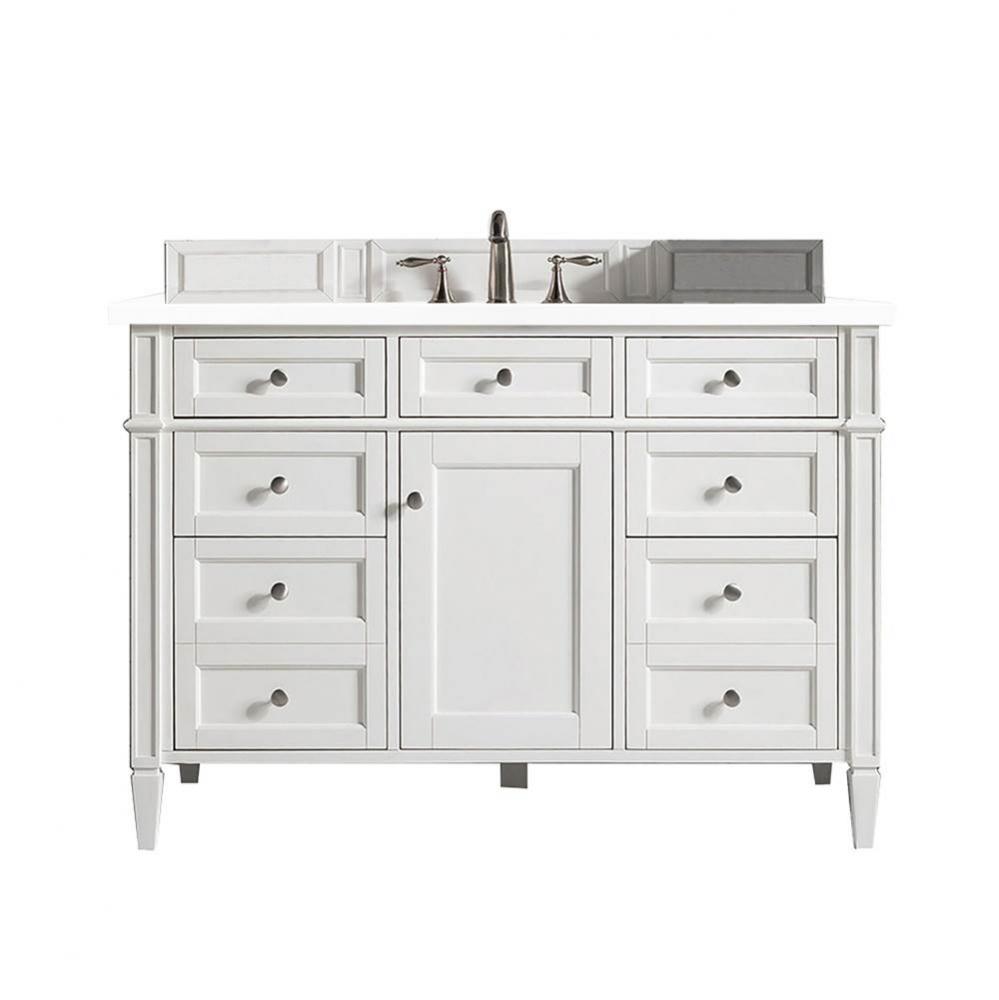 Brittany 48&apos;&apos; Bright White Single Vanity w/ 3 CM White Zeus Quartz Top