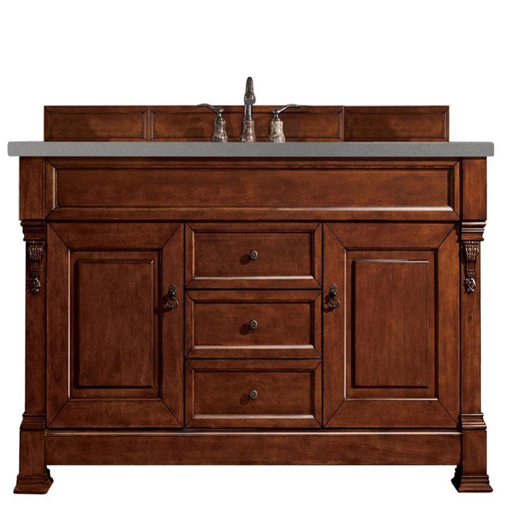 Brookfield 60&apos;&apos; Single Vanity, Warm Cherry w/ 3 CM Grey Expo Quartz Top