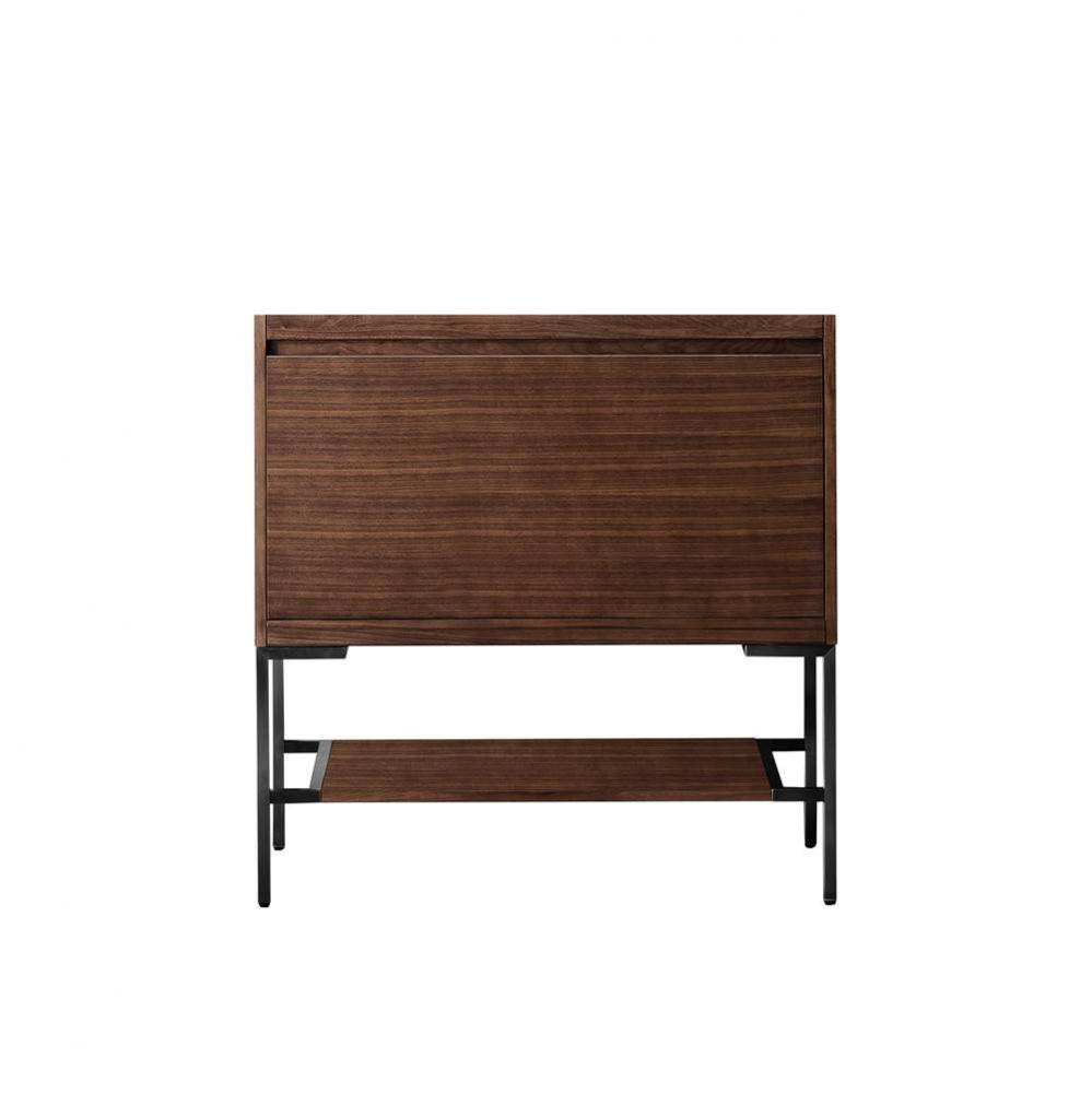 Mantova 35.4&apos;&apos; Single Vanity Cabinet, Mid-Century Walnut, Matte Black Base