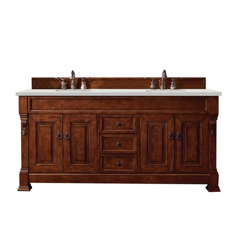 Brookfield 72&apos;&apos; Double Vanity, Warm Cherry w/ 3 CM Lime Delight Quartz Top