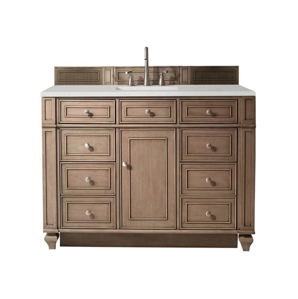 Bristol 48&apos;&apos; Single Vanity, Whitewashed Walnut w/ 3 CM Lime Delight Quartz Top